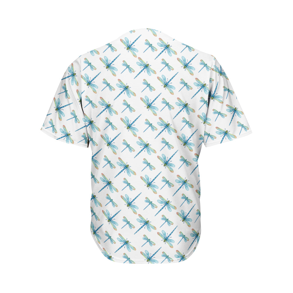 Watercolor Dragonfly Pattern Print Men's Baseball Jersey