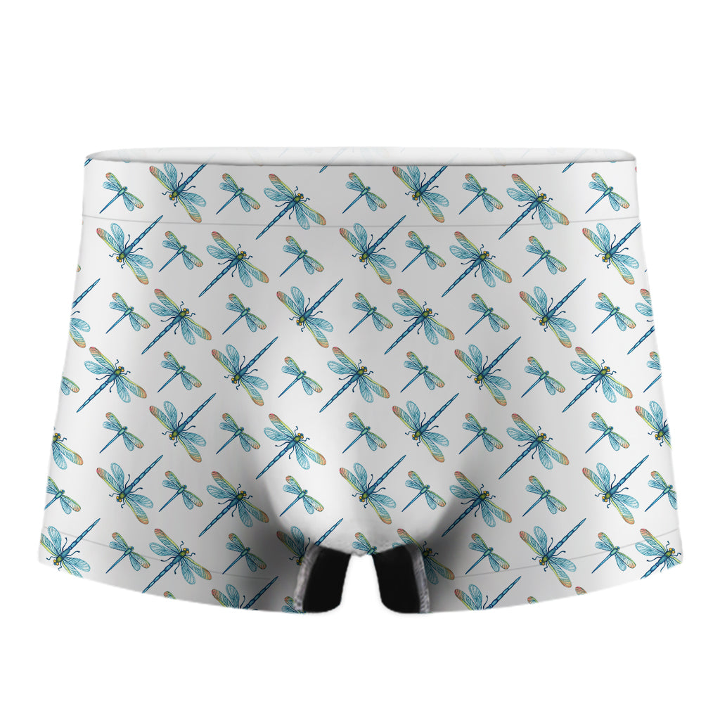 Watercolor Dragonfly Pattern Print Men's Boxer Briefs