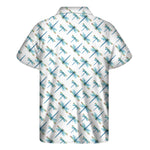 Watercolor Dragonfly Pattern Print Men's Short Sleeve Shirt