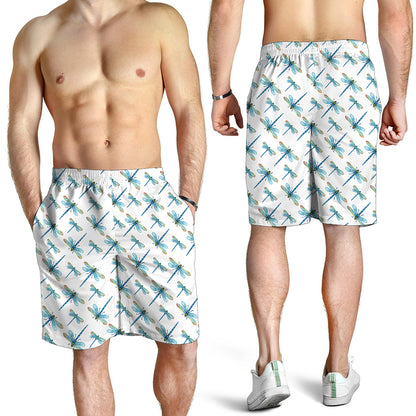 Watercolor Dragonfly Pattern Print Men's Shorts