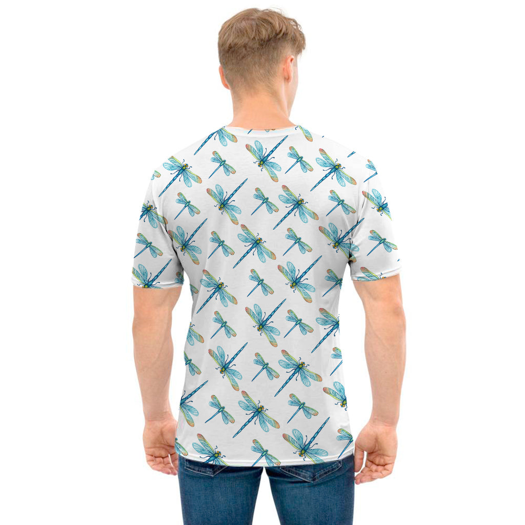 Watercolor Dragonfly Pattern Print Men's T-Shirt