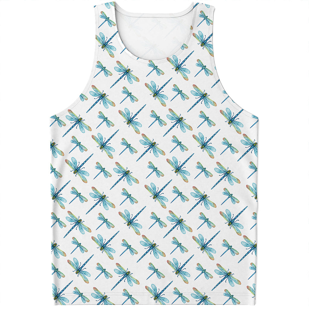 Watercolor Dragonfly Pattern Print Men's Tank Top