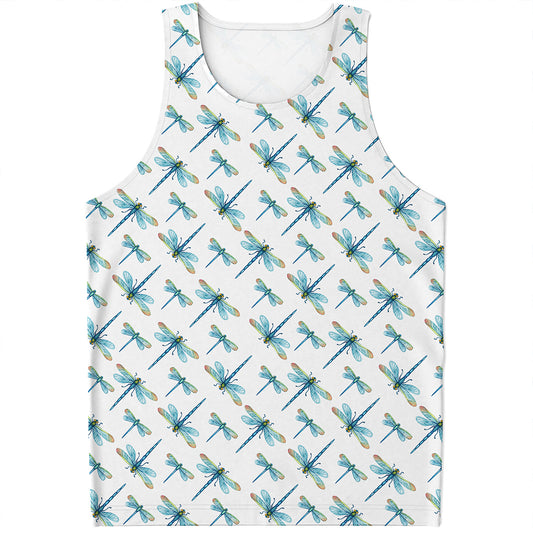Watercolor Dragonfly Pattern Print Men's Tank Top