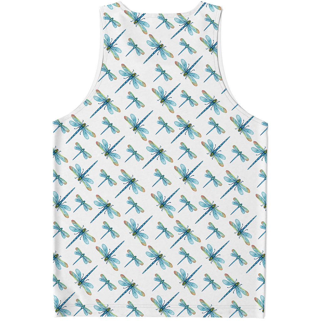 Watercolor Dragonfly Pattern Print Men's Tank Top