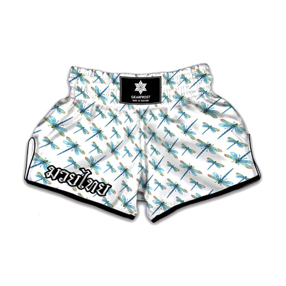 Watercolor Dragonfly Pattern Print Muay Thai Boxing Shorts