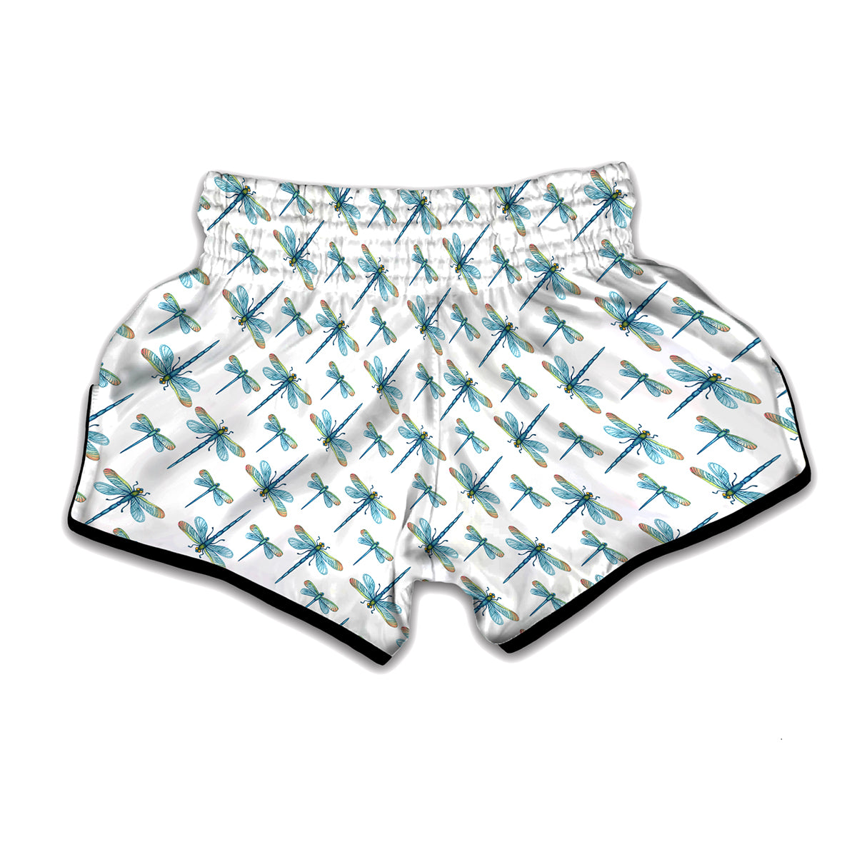 Watercolor Dragonfly Pattern Print Muay Thai Boxing Shorts