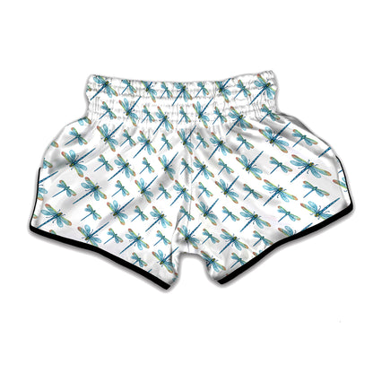 Watercolor Dragonfly Pattern Print Muay Thai Boxing Shorts