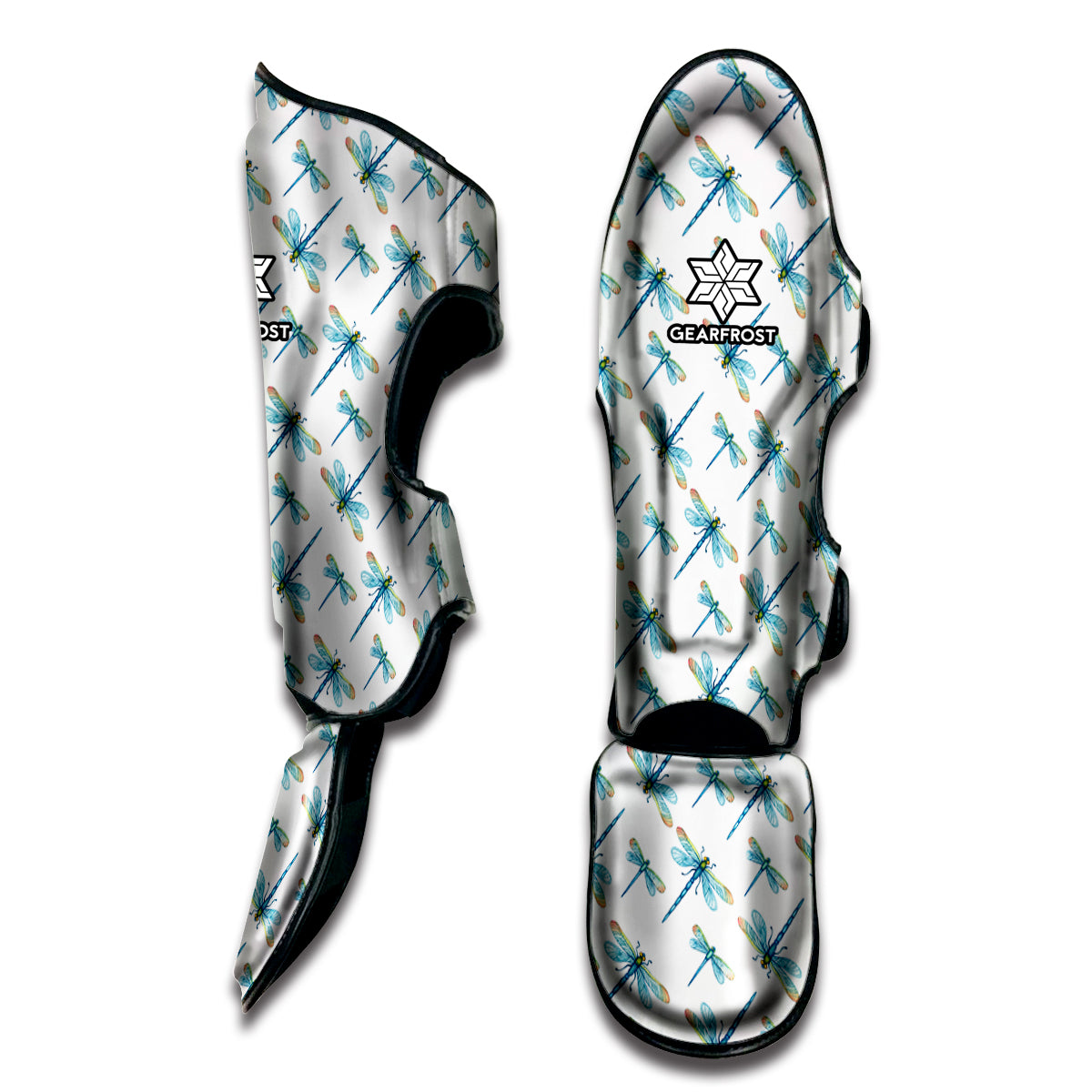Watercolor Dragonfly Pattern Print Muay Thai Shin Guard