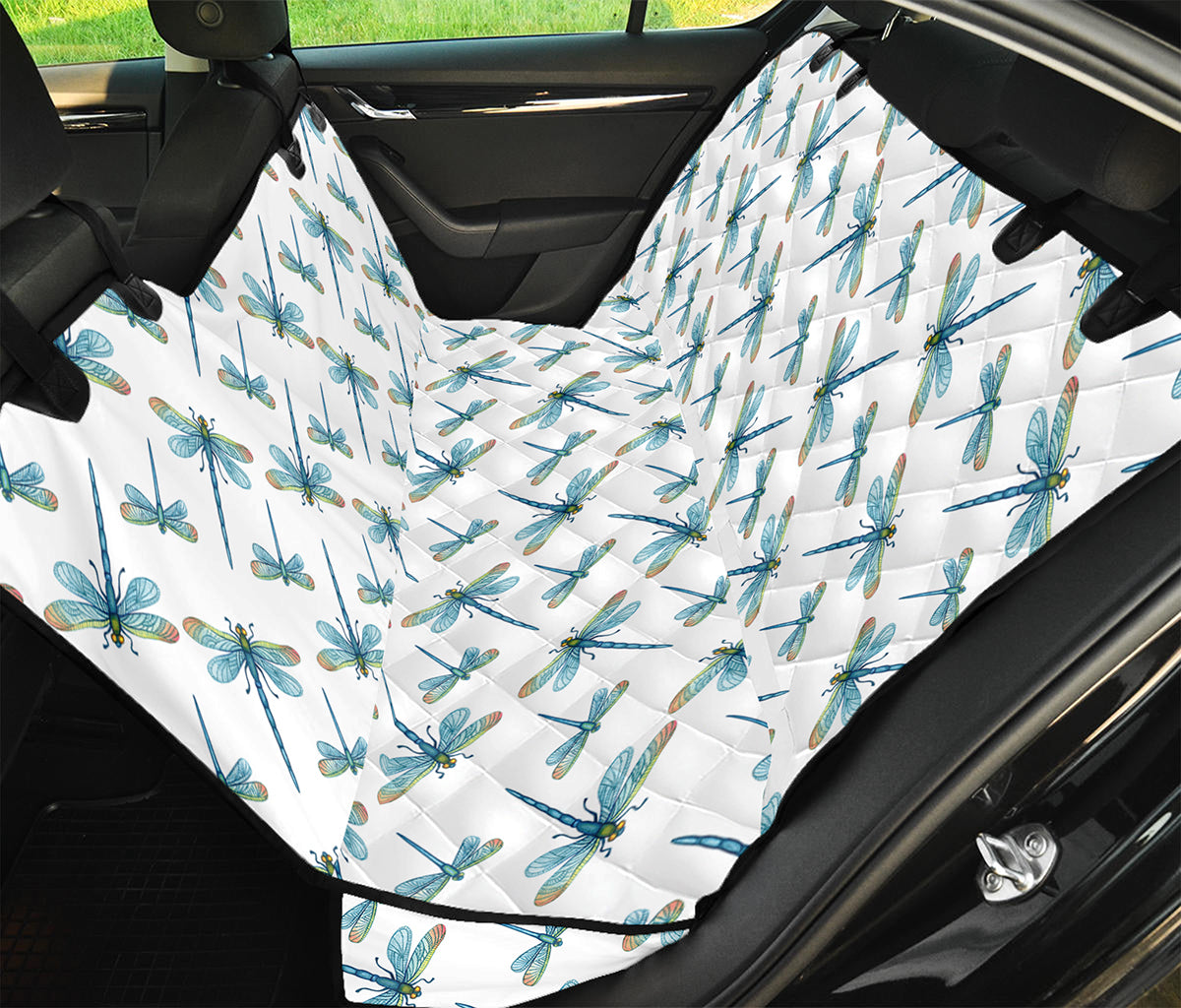 Watercolor Dragonfly Pattern Print Pet Car Back Seat Cover