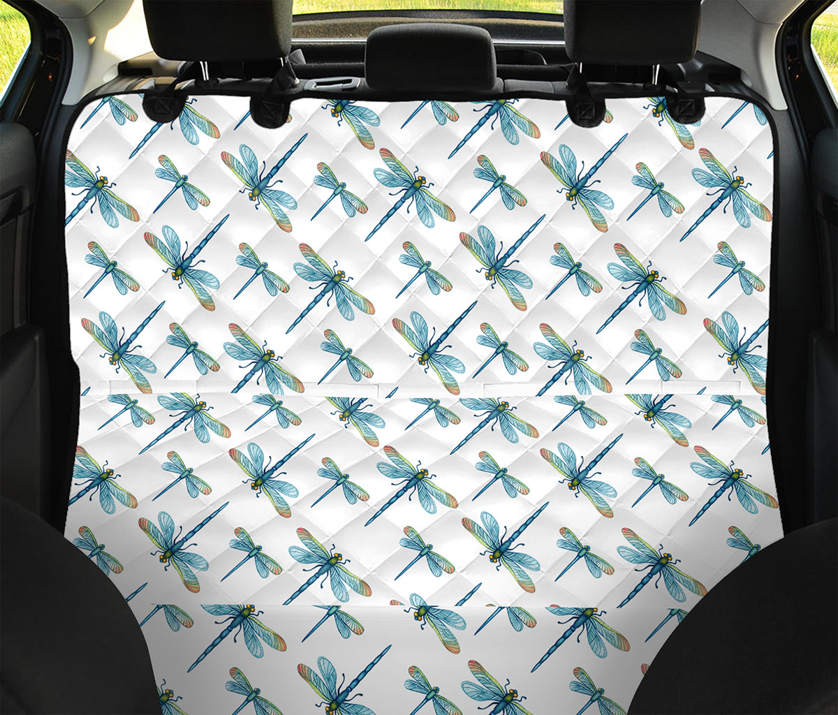 Watercolor Dragonfly Pattern Print Pet Car Back Seat Cover