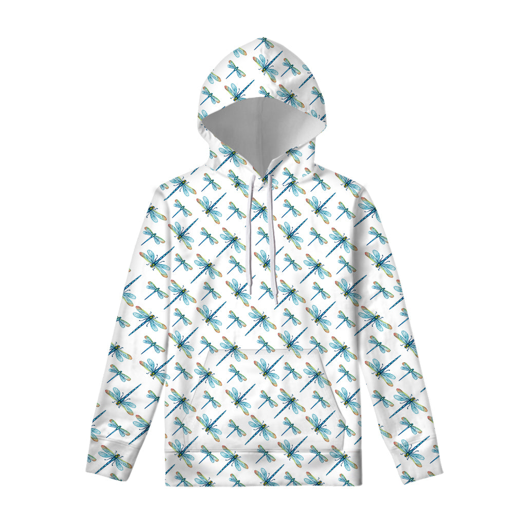 Watercolor Dragonfly Pattern Print Pullover Hoodie