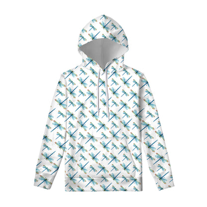 Watercolor Dragonfly Pattern Print Pullover Hoodie