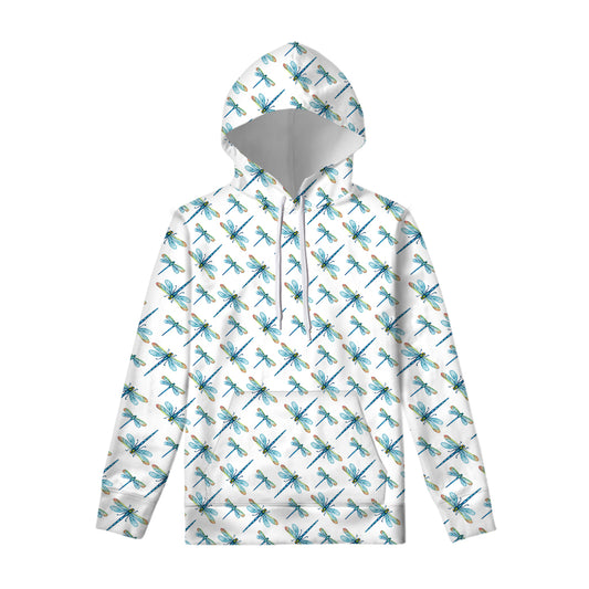 Watercolor Dragonfly Pattern Print Pullover Hoodie