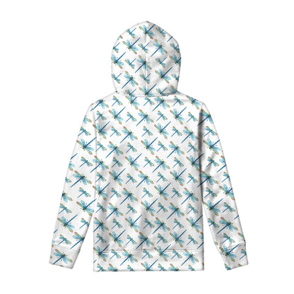 Watercolor Dragonfly Pattern Print Pullover Hoodie