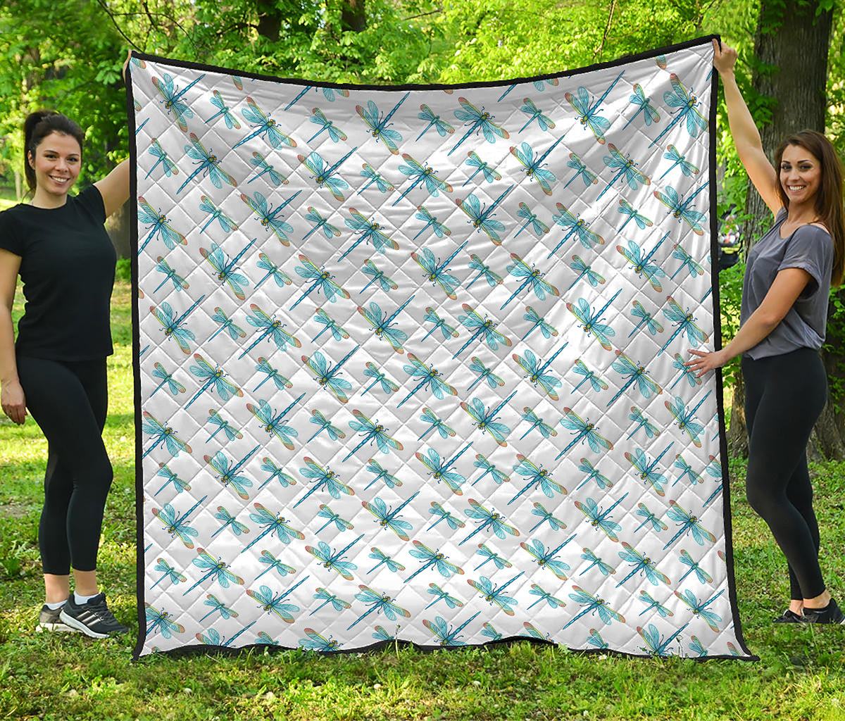 Watercolor Dragonfly Pattern Print Quilt