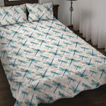 Watercolor Dragonfly Pattern Print Quilt Bed Set
