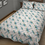 Watercolor Dragonfly Pattern Print Quilt Bed Set