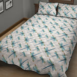 Watercolor Dragonfly Pattern Print Quilt Bed Set