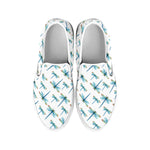 Watercolor Dragonfly Pattern Print White Slip On Shoes