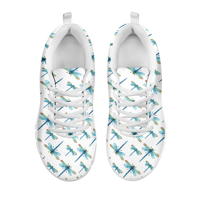 Watercolor Dragonfly Pattern Print White Sneakers