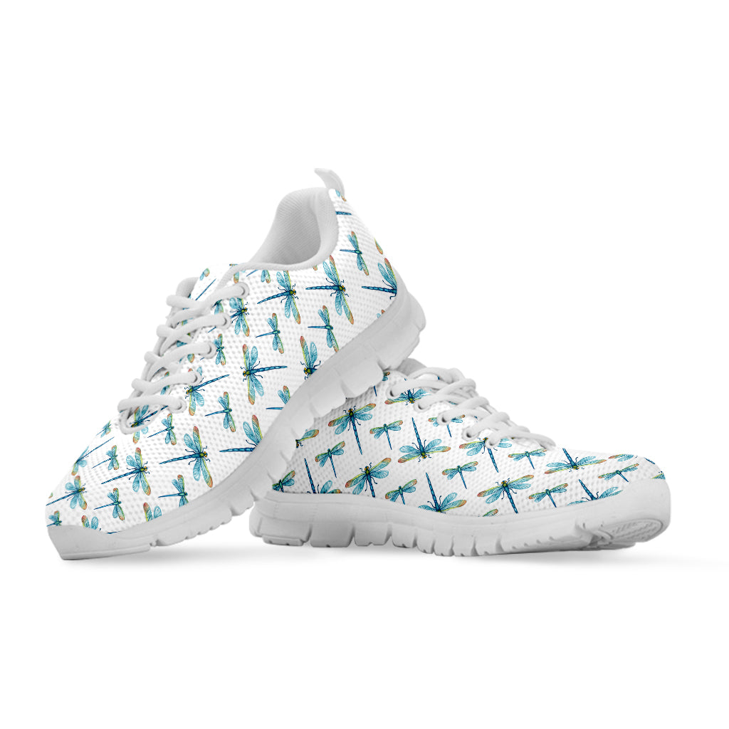 Watercolor Dragonfly Pattern Print White Sneakers