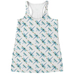 Watercolor Dragonfly Pattern Print Women's Racerback Tank Top
