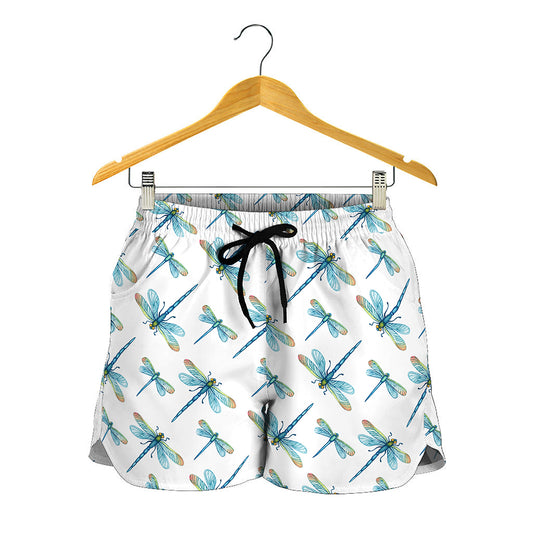 Watercolor Dragonfly Pattern Print Women's Shorts