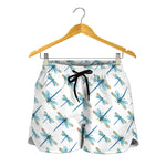 Watercolor Dragonfly Pattern Print Women's Shorts