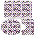 Watercolor Eggplant Pattern Print 3 Piece Bath Mat Set
