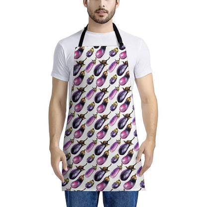 Watercolor Eggplant Pattern Print Apron