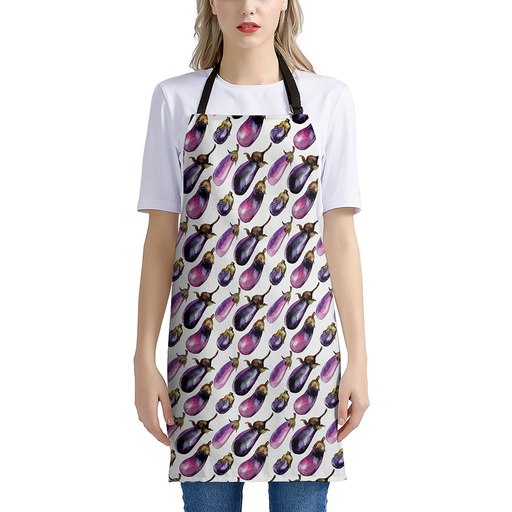 Watercolor Eggplant Pattern Print Apron