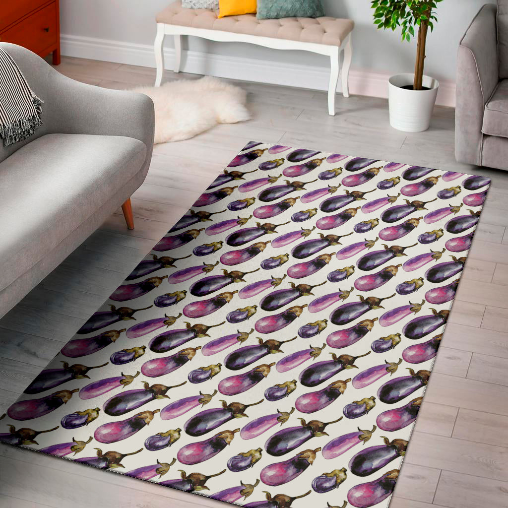 Watercolor Eggplant Pattern Print Area Rug