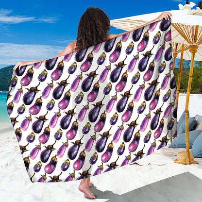 Watercolor Eggplant Pattern Print Beach Sarong Wrap