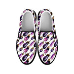 Watercolor Eggplant Pattern Print Black Slip On Shoes