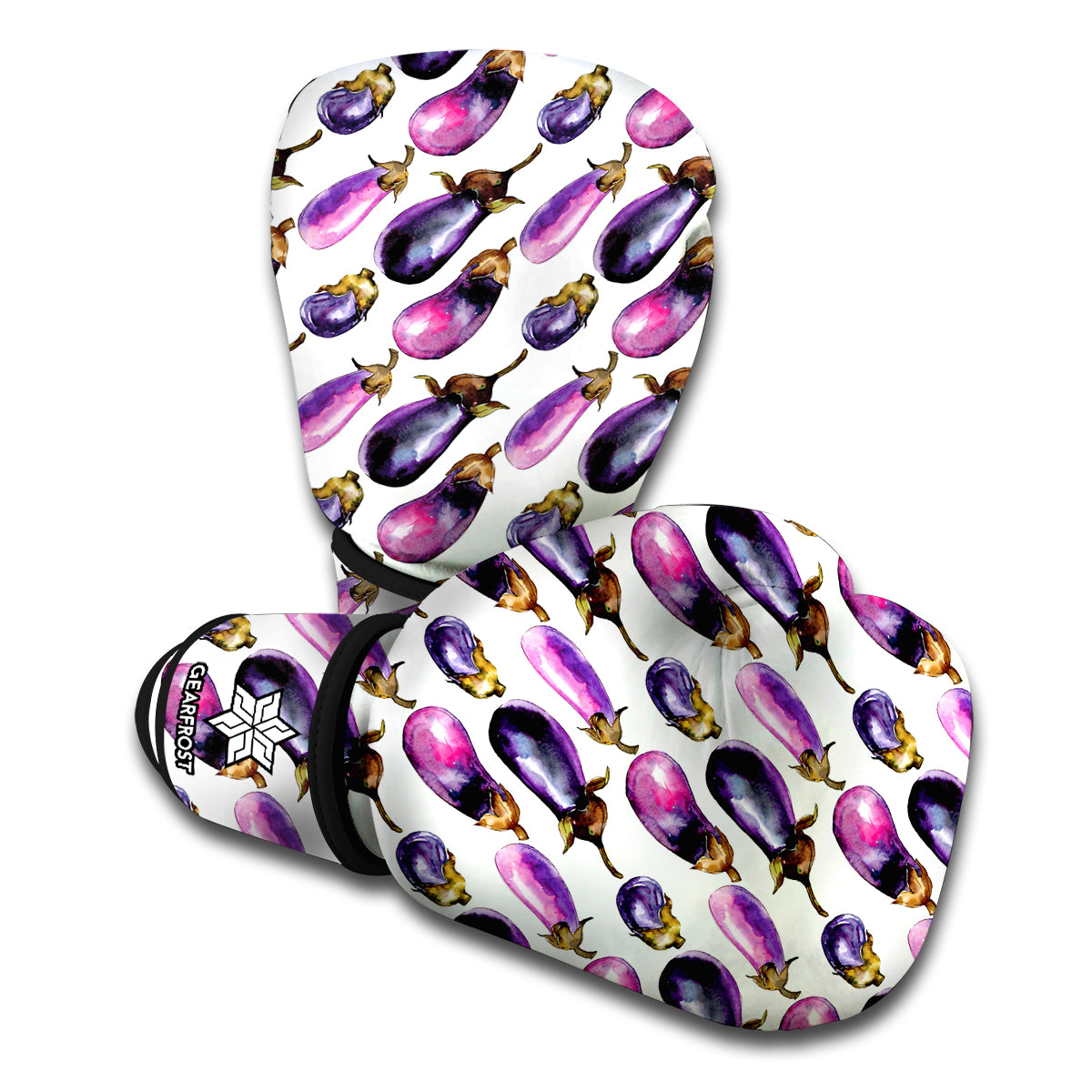 Watercolor Eggplant Pattern Print Boxing Gloves