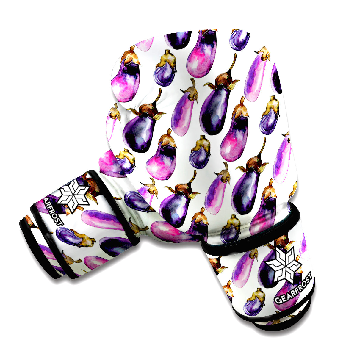 Watercolor Eggplant Pattern Print Boxing Gloves