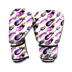Watercolor Eggplant Pattern Print Boxing Gloves