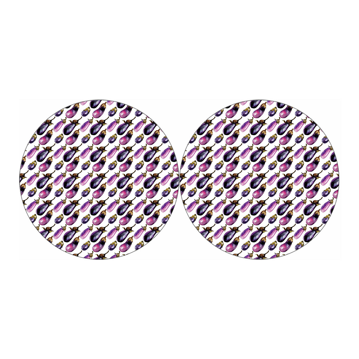 Watercolor Eggplant Pattern Print Car Coasters