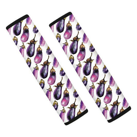 Watercolor Eggplant Pattern Print Car Seat Belt Covers