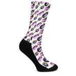 Watercolor Eggplant Pattern Print Crew Socks