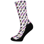 Watercolor Eggplant Pattern Print Crew Socks