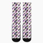 Watercolor Eggplant Pattern Print Crew Socks