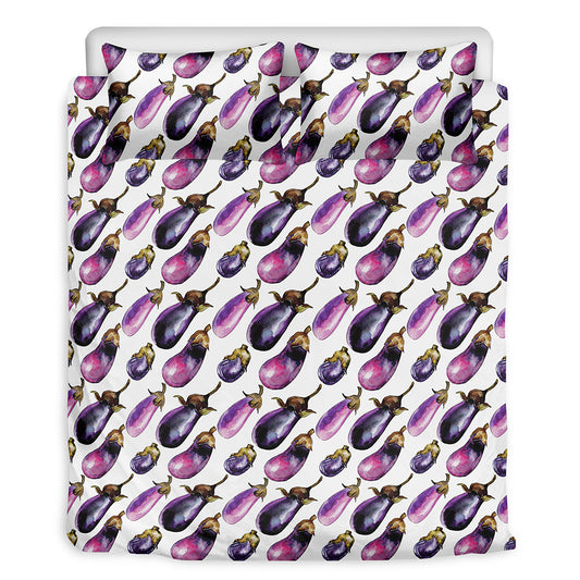 Watercolor Eggplant Pattern Print Duvet Cover Bedding Set