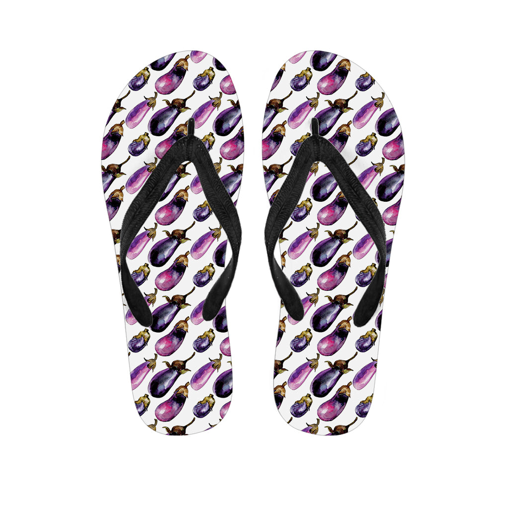 Watercolor Eggplant Pattern Print Flip Flops
