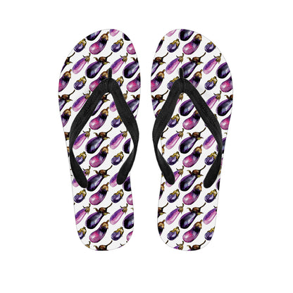 Watercolor Eggplant Pattern Print Flip Flops