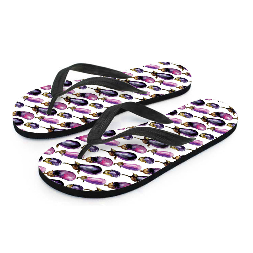 Watercolor Eggplant Pattern Print Flip Flops