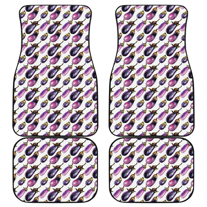 Watercolor Eggplant Pattern Print Front and Back Car Floor Mats