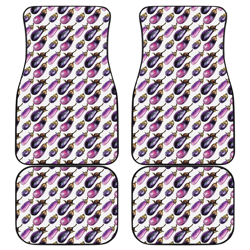 Watercolor Eggplant Pattern Print Front and Back Car Floor Mats