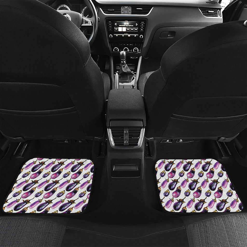 Watercolor Eggplant Pattern Print Front and Back Car Floor Mats