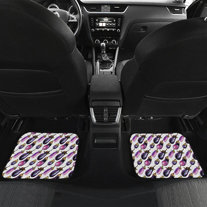 Watercolor Eggplant Pattern Print Front and Back Car Floor Mats